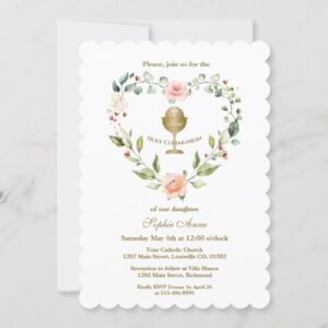 Blushing Blooms: An Enchanting Invitation to a Girl’s First Holy Communion