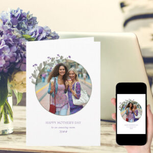 Sentimental Purple Wildflower Photo Frame Mother’s Day Card